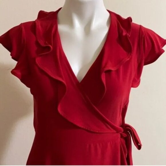 Tiana B Red scarlet  Wrap Dress size large - Picture 6 of 15